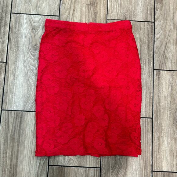 Maeve by Anthropologie Dresses & Skirts - Maeve Anthropology Womens Size Medium Pencil Skirt Lace Floral Red Knee Length